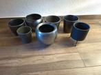 6x bloempotten, vooral grijs gekleurd, Rond, Binnen, Ophalen of Verzenden, Zo goed als nieuw