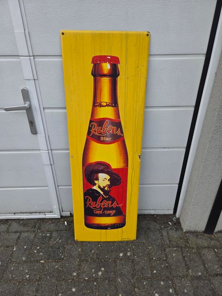 Vintage Emaille Reclamebord Rubens Bier - 40x120cm, Ophalen