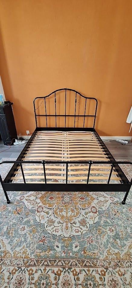 IKEA Sagstua bedframe 160x200 met lattenbodem, Ophalen, Zwart, Tweepersoons, Zo goed als nieuw