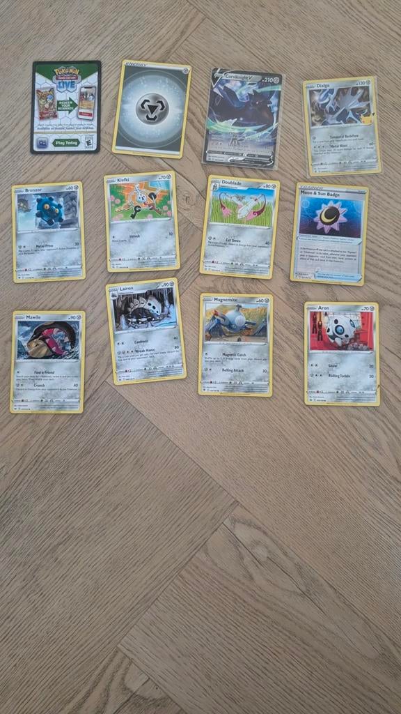 11 Pokémon kaarten lot met Corviknight V + Dialga, Ophalen of Verzenden, Zo goed als nieuw, Meerdere kaarten