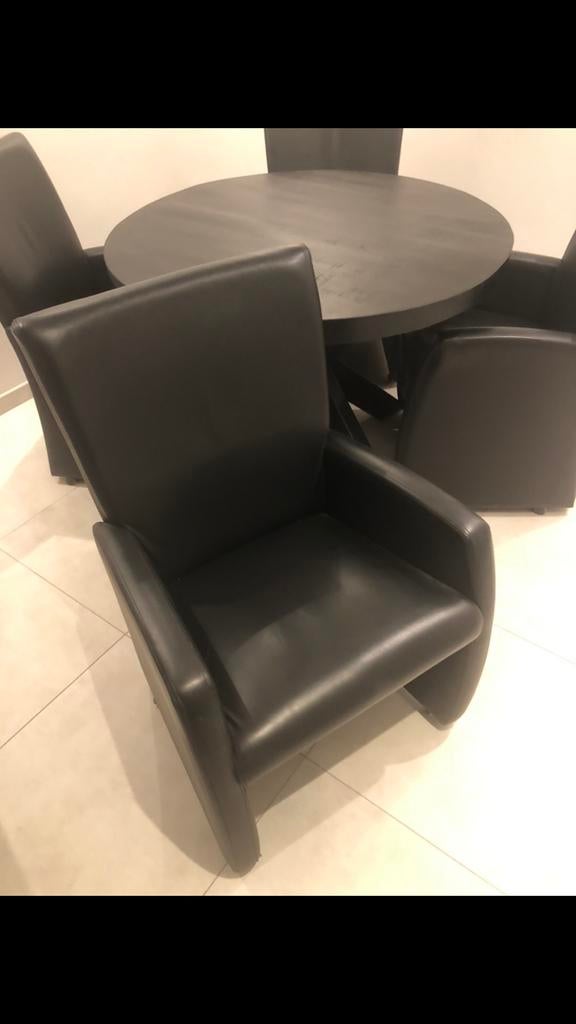 4 leren eetstoelen, Huis en Inrichting, Ophalen of Verzenden, Zo goed als nieuw, Bruin