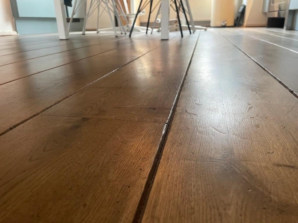 Massief eiken houten vloer (~33m2), Doe-het-zelf en Verbouw, Ophalen, Gebruikt, Vloerdelen of -planken, 10 m² of meer