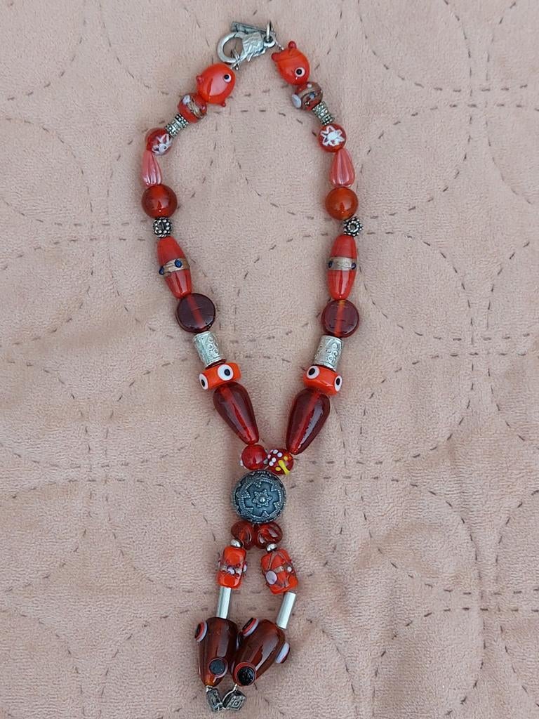 Ketting, Sieraden, Tassen en Uiterlijk, Kettingen, Ophalen of Verzenden, Rood, Overige materialen