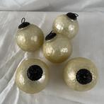 Vintage heksenbal 5 x creme craquelé glas., Ophalen of Verzenden