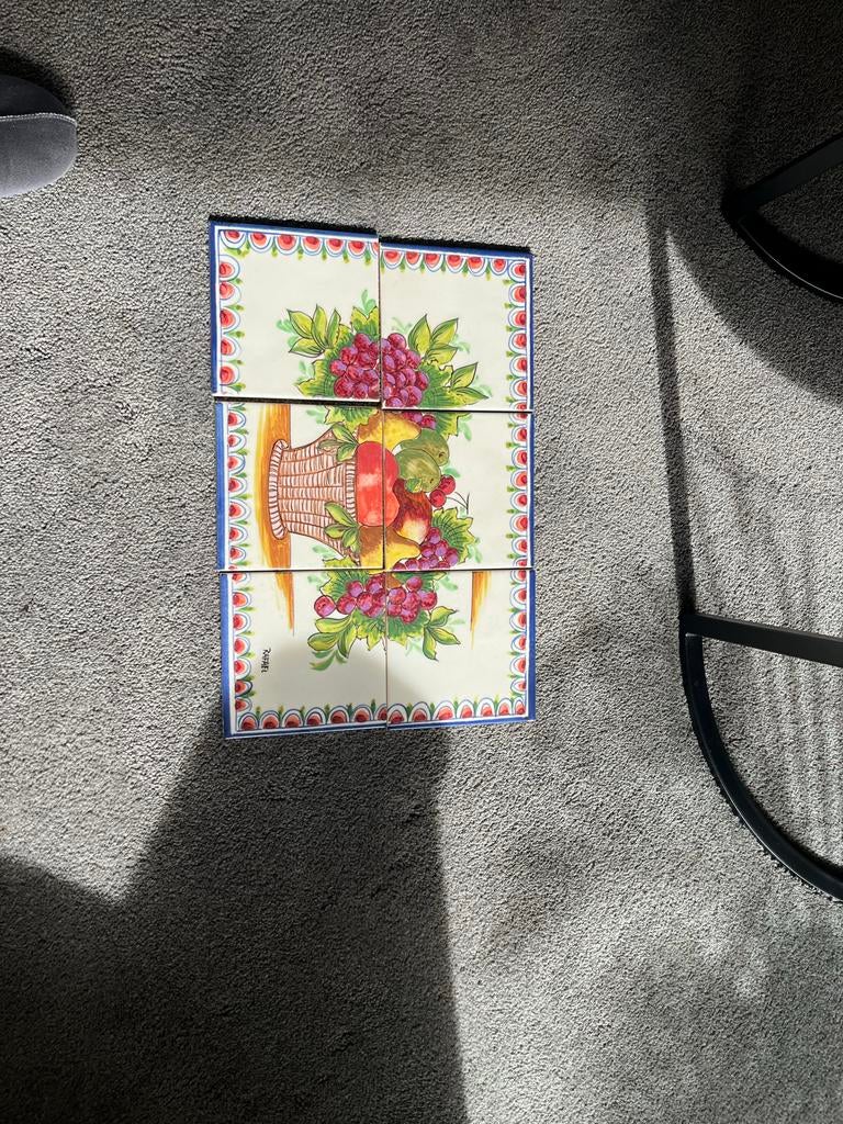 Portugezen wandtegels met fruitmotief, set van 6, Antiek en Kunst, Antiek | Wandborden en Tegels, Ophalen of Verzenden