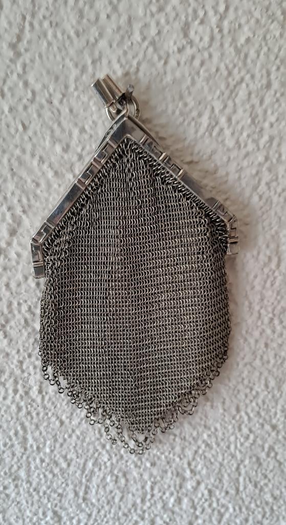 Een bijzondere echt zilveren antiek beursje. ( K 835 S), Antiek en Kunst, Antiek | Goud en Zilver, Verzenden, Zilver