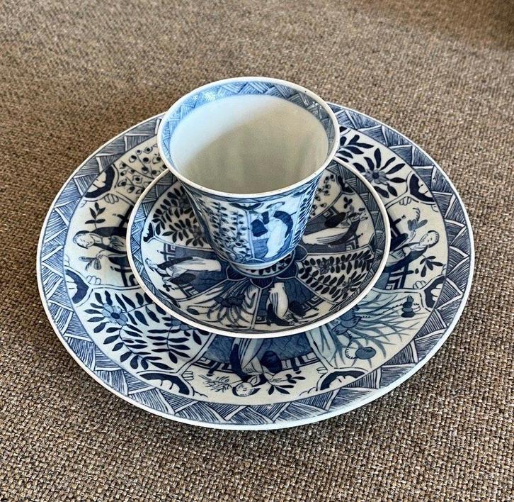 Beker, schotel en bord met Lange Lijs decor, Antiek en Kunst, Antiek | Servies los, Ophalen of Verzenden