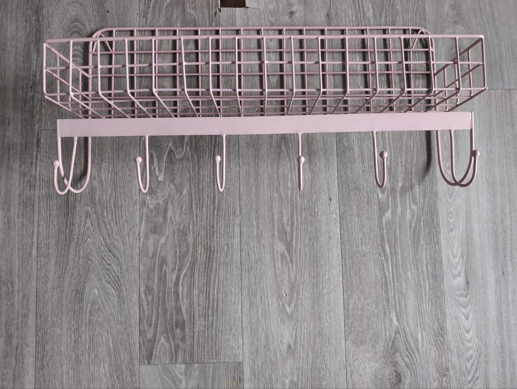 Roze metalen rekje met haken, Huis en Inrichting, Woonaccessoires | Wandplanken en Boekenplanken, Ophalen, Gebruikt