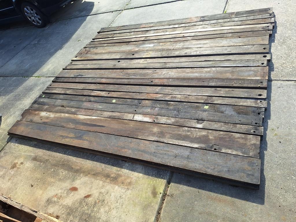 Oude eikenhouten balken, 2,65m lang, totaal 6 m2,  tafel  ed, Ophalen, Gebruikt, 25 tot 50 mm, Eiken