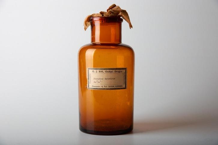 Apotheek fles (pot), G.J. Bik, Leiden., Antiek en Kunst, Antiek | Glas en Kristal, Ophalen of Verzenden