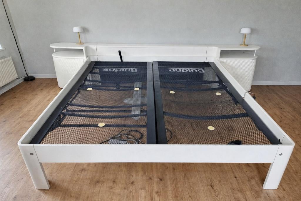 Auping Auronde 2000 180x200 (48 cm) – met kastjes – topstaat, Huis en Inrichting, Slaapkamer | Bedden, Ophalen, Verstelbaar, Wit