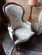 Antieke fauteuil met bloemenpatroon, Ophalen, Gebruikt, 75 tot 100 cm, Klassiek, Antiek, Vintage