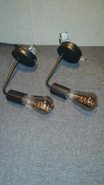 Moderne zwarte wandlampen met Edison LED-lampen (set van 2), Ophalen of Verzenden, Nieuw, Glas, Modern, Industrieel