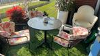 4 tuinstoelen metaal en tafel  metaal met granieten blad, Tuin en Terras, Tuinsets en Loungesets, Ophalen, Gebruikt