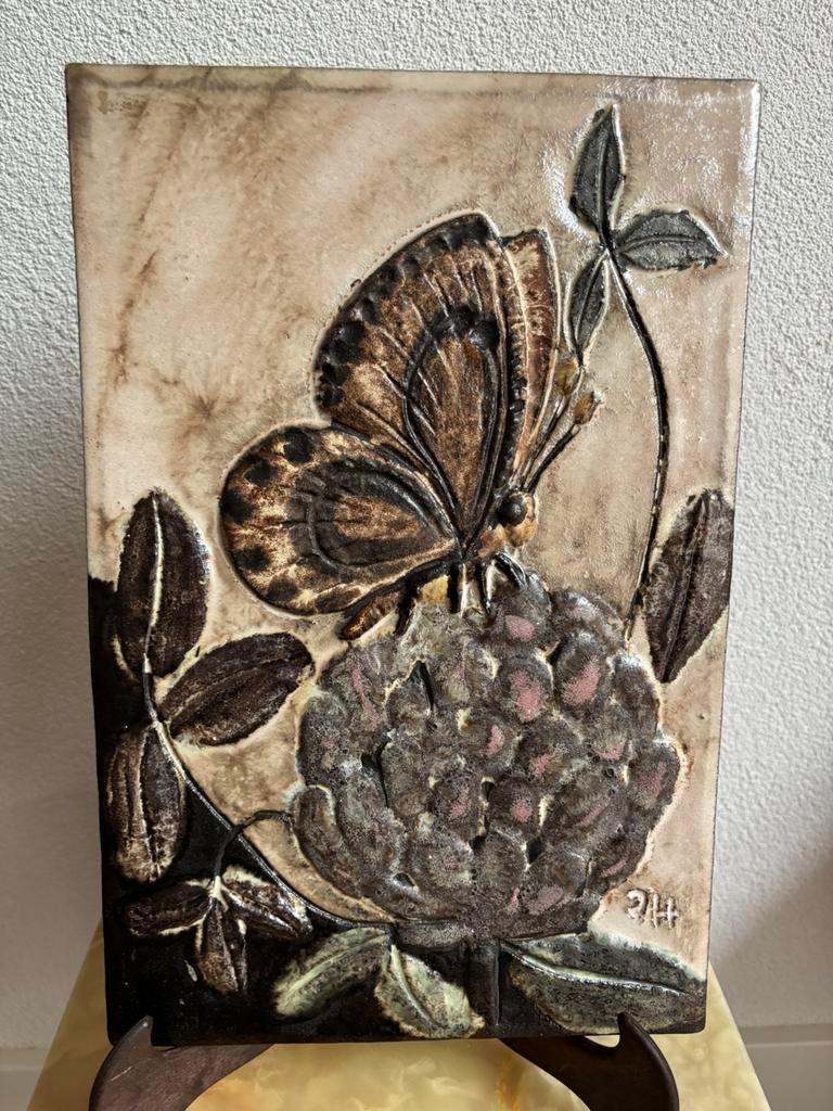 Ruscha Wandbord West-Germany Keramiek 35x23 cm Vlinder, Ophalen of Verzenden