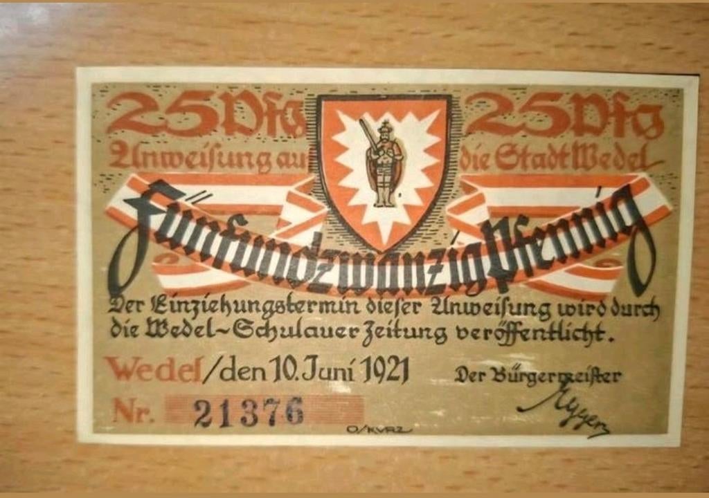 Duits Notgeld Wedel Noodgeld, Postzegels en Munten, Bankbiljetten | Europa | Niet-Eurobiljetten, Ophalen of Verzenden, Duitsland