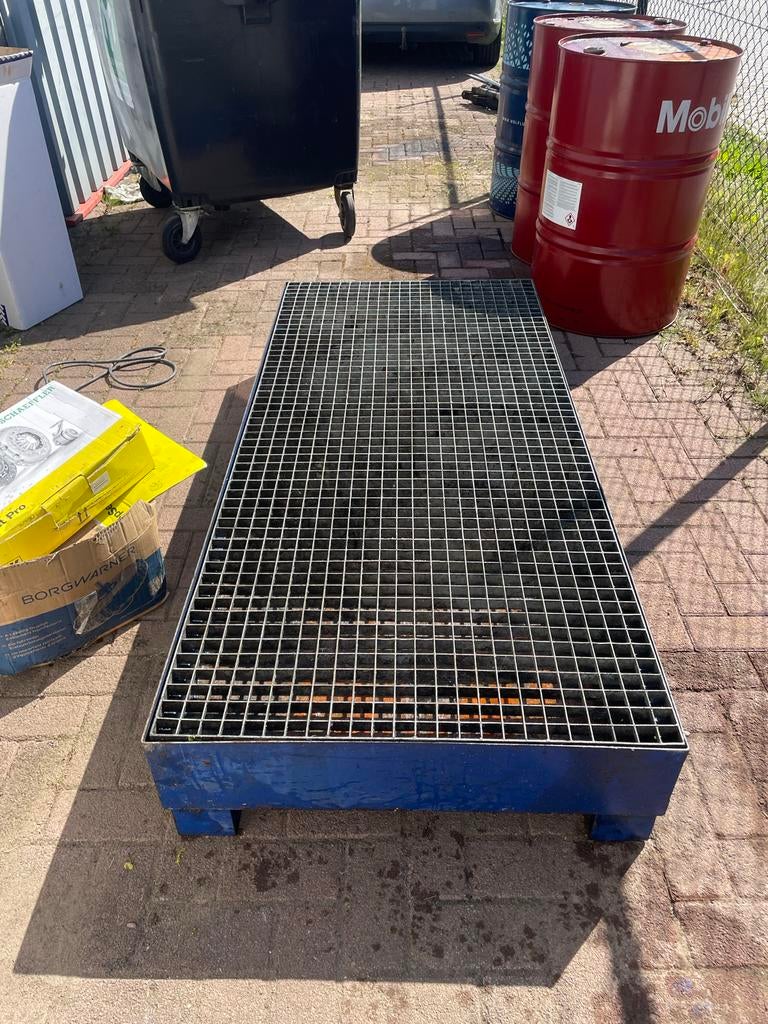 Stalen Olie Lekbak 1800x800x150 met Rooster, Ophalen