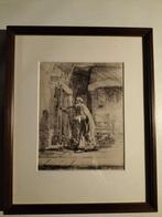 Ets van Rembrandt van Rijn, getiteld De blinde Tobias 1651, Ophalen of Verzenden