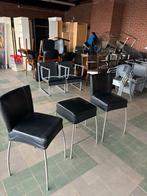 SET VAN 2 EETKAMERSTOELEN & 1 BARKRUK ZWART KUNSTLEER, Ophalen, Gebruikt, Twee, Zwart