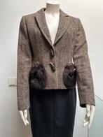 SCAPA colberjasje donkerbruin visgraad tweed met bont zakjes, Kleding | Dames, Maat 38/40 (M), Scapa, Bruin, Ophalen of Verzenden