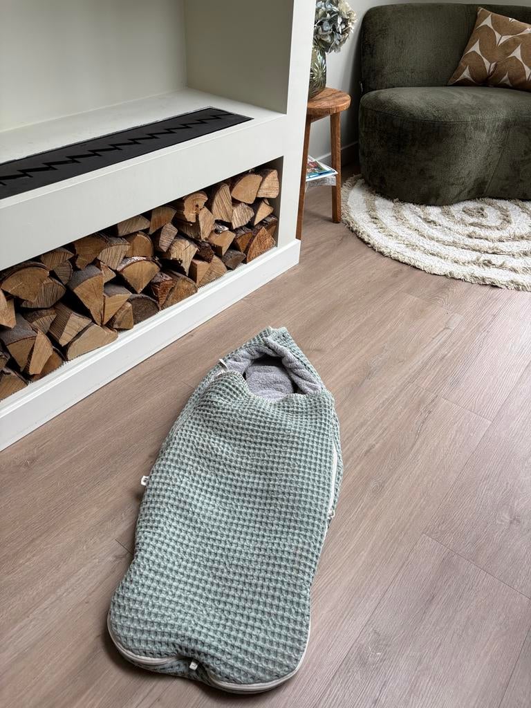 Koeka Wafelstof wikkeldeken/slaapzakje - groen, Ophalen of Verzenden, Zo goed als nieuw, Minder dan 70 cm, Slaapzak