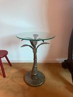 Bijzettafel glas palm, 45 tot 60 cm, Minder dan 55 cm, Gebruikt, Rond