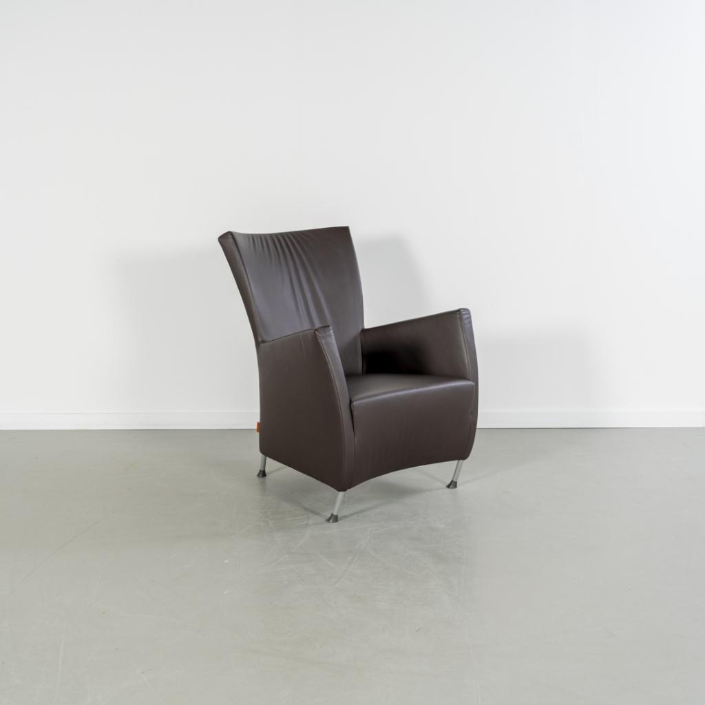 2x Montis Windy Fauteuil Bruin Leder - Staal, Huis en Inrichting, Niet ingevuld, Niet ingevuld, 75 tot 100 cm, Ophalen of Verzenden
