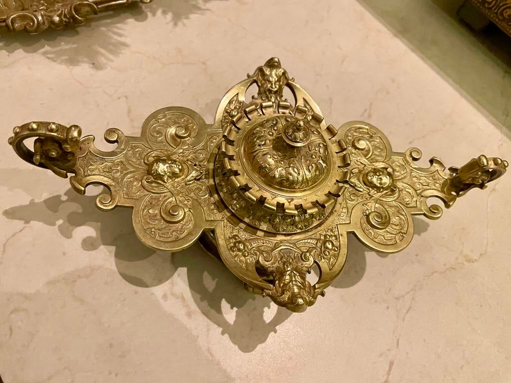 Antieke bronzen Franse inktpot Victoriaanse stijl, Antiek en Kunst, Antiek | Koper en Brons, Ophalen