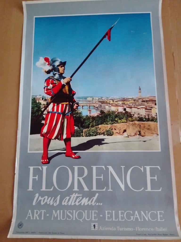 Florence vous attend poster, Ophalen of Verzenden, A1 t/m A3, Reclame, Rechthoekig Staand