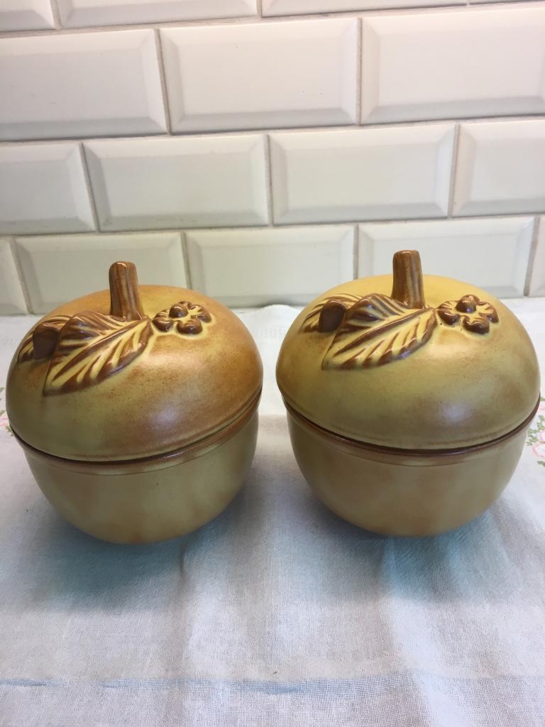 2 Vintage Schalen/Appelpoffers met Deksel.Ovenvast Keramiek., Ophalen of Verzenden
