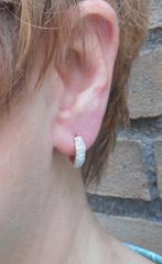 18 karaat gouden klapcreolen met steentjes nr.1456, Hangers, Verzenden, Zo goed als nieuw, Goud