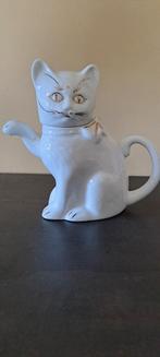 Witte kat theepot met gouden details, Antiek en Kunst, Antiek | Porselein, Ophalen of Verzenden