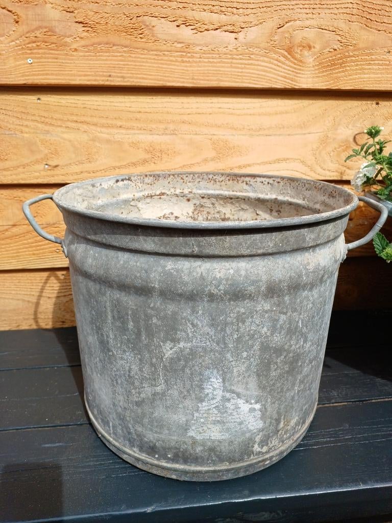 Oude zinken teil, Gebruikt, Rond, Ophalen of Verzenden, Metaal