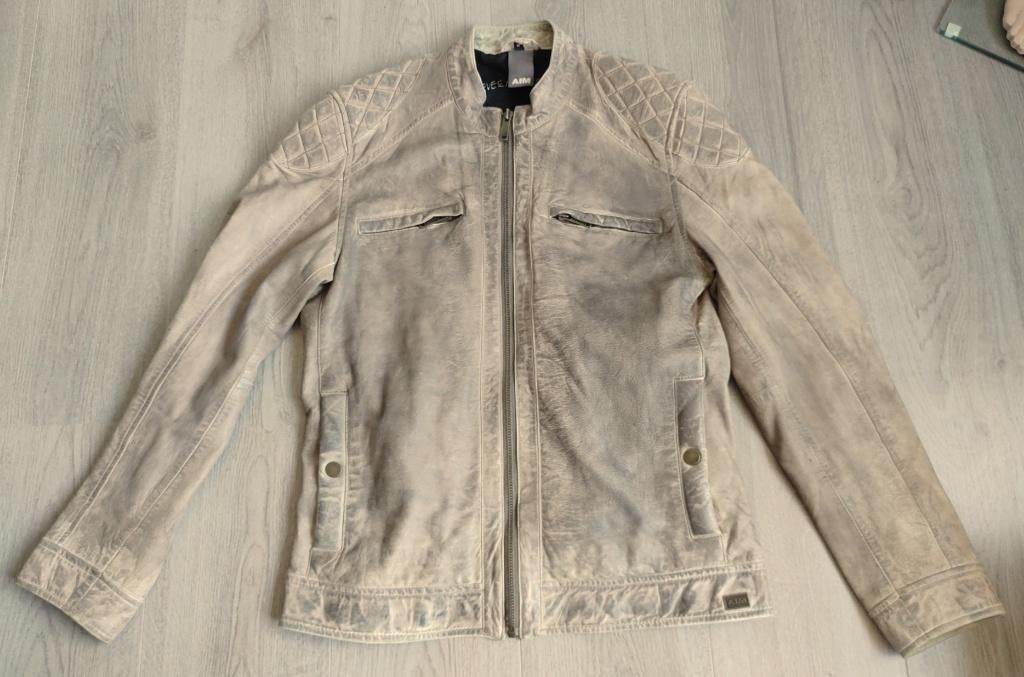 AIM 100 % Leren Heren/ Biker-Jas maat M, Overige kleuren, Maat 48/50 (M), AIM, Ophalen of Verzenden