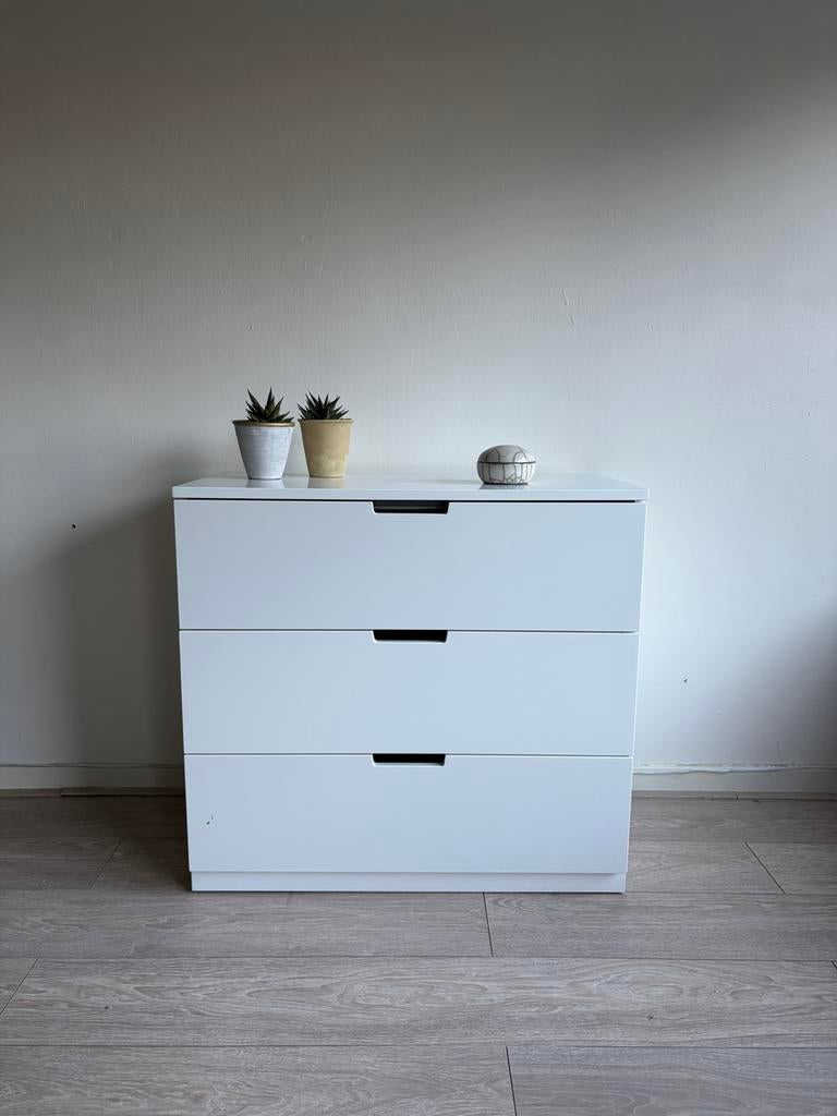 Ikea Nordli ladekast met 3 lades - Wit, Ophalen, Overige materialen, Gebruikt, 50 tot 100 cm