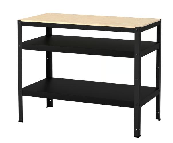 IKEA BROR werkbank trolley – 110x55x88 cm – black / wood, 50 tot 100 cm, Ophalen of Verzenden, Zo goed als nieuw, Overige houtsoorten