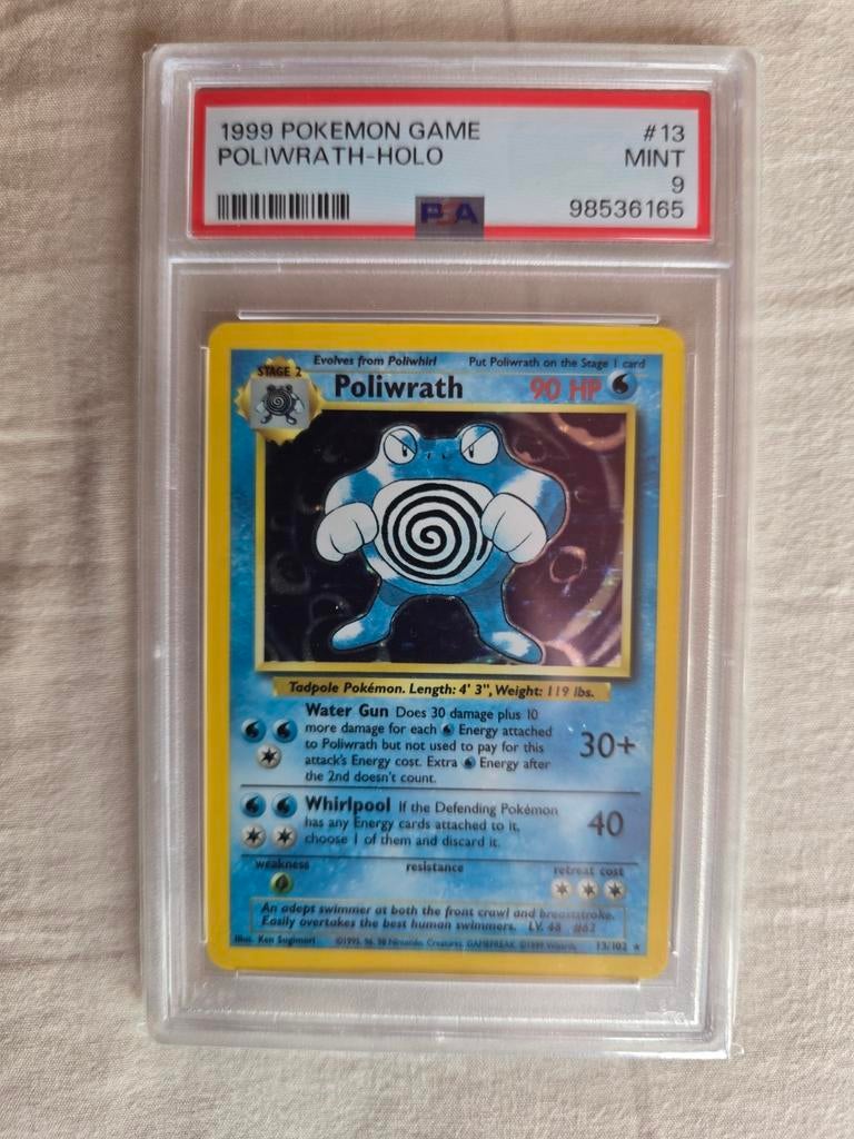 Poliwrath Holo 1999 PSA 9 Mint, Hobby en Vrije tijd, Verzamelkaartspellen | Pokémon, Ophalen of Verzenden, Zo goed als nieuw, Losse kaart