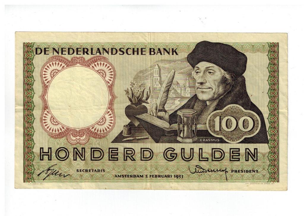 Erasmus, 100 gulden `1953, Postzegels en Munten, Bankbiljetten | Nederland, Verzenden, 100 gulden