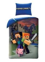 Minecraft Dekbedovertrek 140x200 cm - Steve en Alex - Katoen, Overige kleuren, Dekbedovertrek, Nieuw, Ophalen of Verzenden