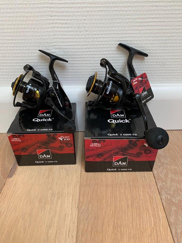 Nieuwe Dam Quick 3 5000 & 6000 molens, 10 lagers, Watersport en Boten, Hengelsport | Roofvissen, Nieuw, Molen, Ophalen of Verzenden