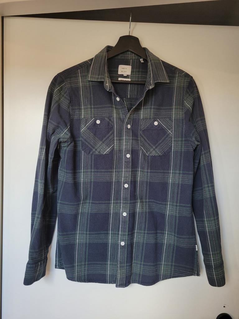 Blauw / groene houthakkers blouse/overhemd. Maat S, Kleding | Heren, Overhemden, Blauw, Halswijdte 38 (S) of kleiner, Ophalen of Verzenden
