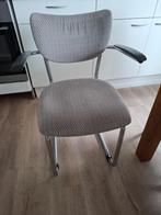 Vintage Buisframe Stoel met grijs-rode bekleding, Huis en Inrichting, Ophalen, Zo goed als nieuw, Metaal, Eén
