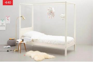 NOUS Living hemelbed Julia. 90x200 cm. Wit massief Grenen beschikbaar voor biedingen