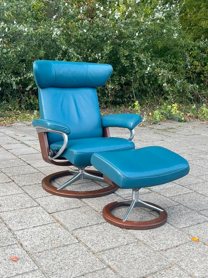 Stressless relax fauteuil met voetenbank, Huis en Inrichting, Fauteuils, Zo goed als nieuw, 50 tot 75 cm, Minder dan 75 cm, Ophalen of Verzenden