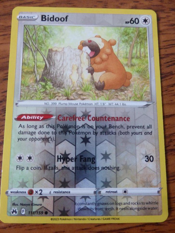Bidoof 111/159 (Pd4), Hobby en Vrije tijd, Verzamelkaartspellen | Pokémon, Zo goed als nieuw, Losse kaart, Ophalen of Verzenden
