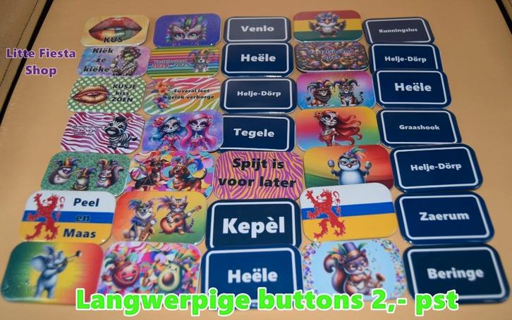 button rechthoek glans 2,- pst ook eigen foto logo tekst kan, Hobby en Vrije tijd, Feestartikelen, Nieuw, Feestartikel, Carnaval