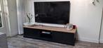 zwart tv meubel met Louvre deurtjes en vissengraad Eikenblad, Ophalen, Gebruikt, 150 tot 200 cm, Eikenhout