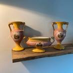 Vintage Italiaanse Vaas Set - Roze/Geel, Ophalen of Verzenden