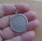 zilveren hanger met gulden munt [710], Verzenden, Zo goed als nieuw, Zilver, Zilver