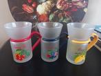 Vintage theeglazen met fruitdecor, Huis en Inrichting, Keuken | Servies, Glas of Glazen, Ophalen of Verzenden, Overige stijlen